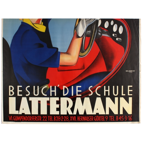 28 - Advertising Poster Lady Driver Driving School Art Deco. Original vintage advertising poster for the ... 