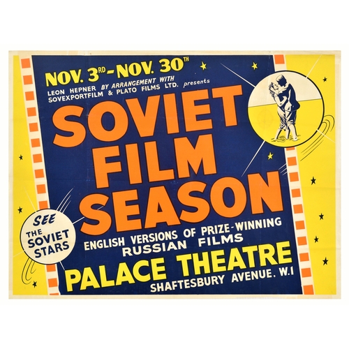 46 - Advertising Poster Soviet Film Season Palace Theatre . Original vintage advertising poster for Sovie... 