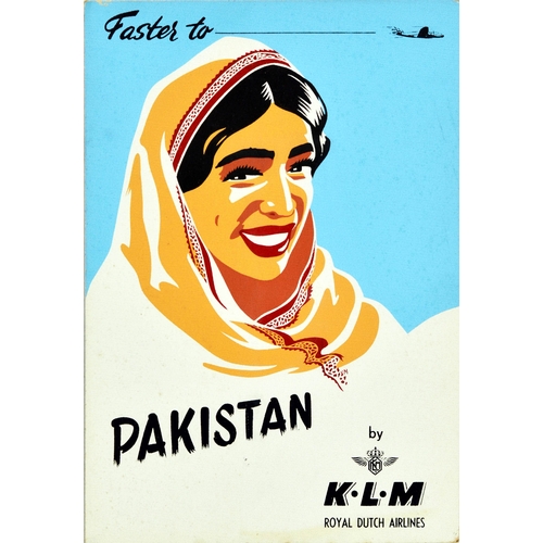 126 - Travel Poster Pakistan KLM Airline Standee. Original vintage travel office desk standee travel poste... 