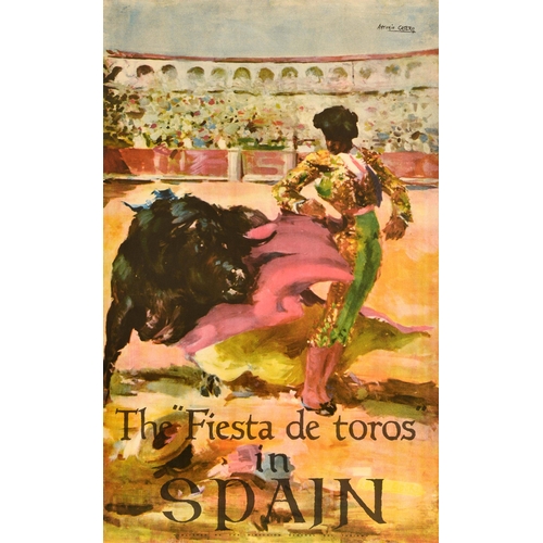 108 - Travel Poster Fiesta De Toros Spain Corrida Matador Bullfighting. Original vintage travel poster - T... 