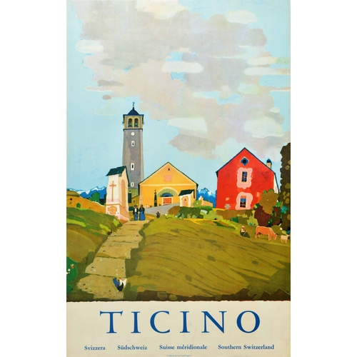 182 - Travel Poster Ticino Tessin Switzerland. Original vintage travel poster for Ticino / Tessin in South... 