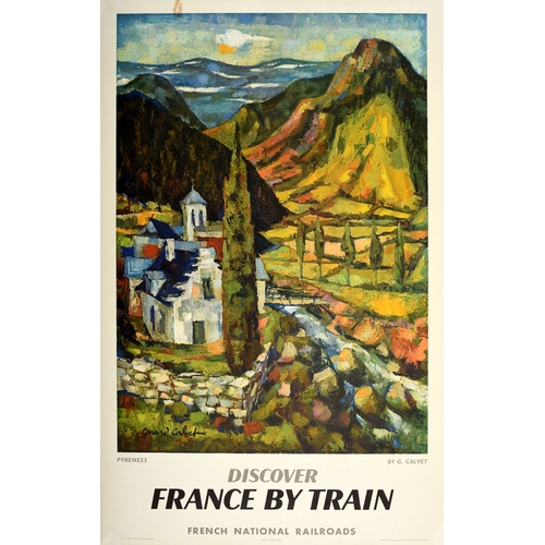 193 - Travel Poster Pyrenees Discover France SNCF Train . Original vintage railway travel poster - Discove... 