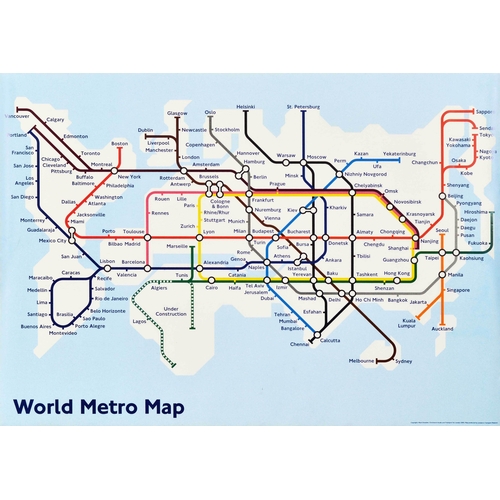 292 - Travel Poster World Metro Map London Underground. Original poster by the graphic designer and public... 