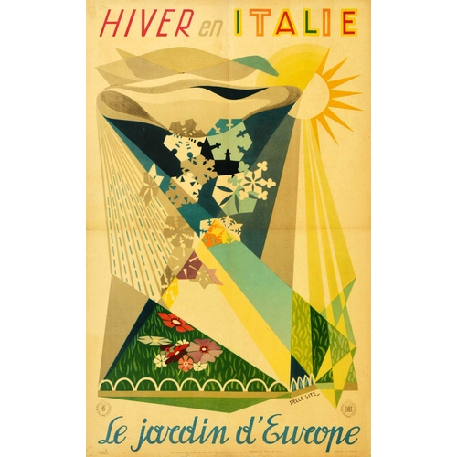 69 - Travel Poster Italy Europe Garden Winter ENIT Delle Site. Original vintage travel poster published b... 