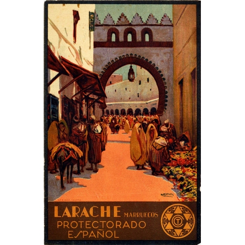 84 - Travel Poster Larache Espanol Morocco Africa Bertuchi Colonial Africa. Original vintage north Africa... 