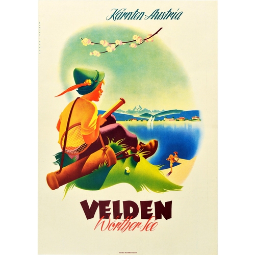 93 - Travel Poster Austria Velden Worther See Golf Tennis. Original vintage travel poster promoting Velde... 