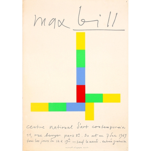 209 - Advertising Poster Max Bill Art Exhibition Paris 1969. Original vintage advertising poster for an ex... 