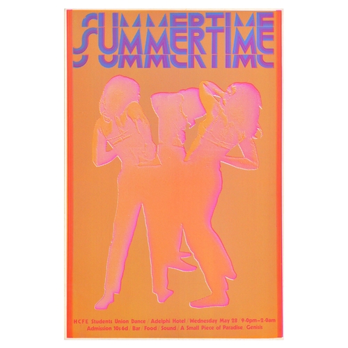 215 - Advertising Poster Summer Time HCFE Psychedelic Students Union Dance. Original vintage advertising p... 