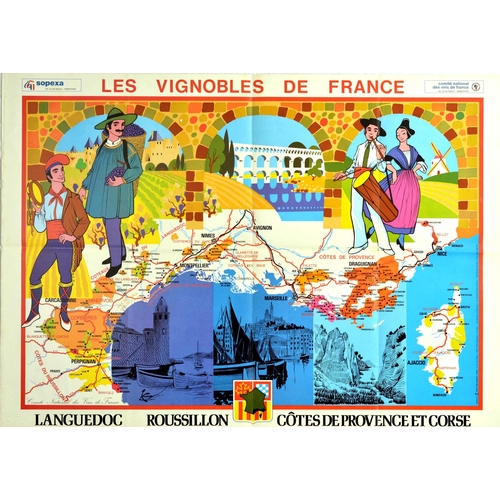 235 - Advertising Poster Languedoc Vineyards Roussillon Provence Corsica France French Wine Illustrated Ma... 