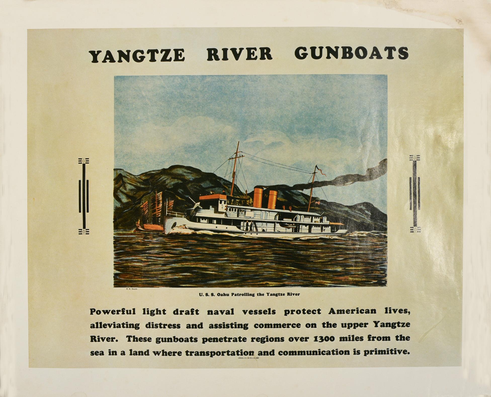 Propaganda Poster Yangtze River Gunboats China USA Navy Patrol ...