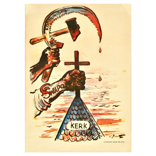 377 - Propaganda Poster SWAPO Enemy Of Christian Church Namibia Africa. Original vintage propaganda poster... 