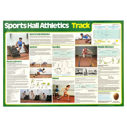 45 - Sport Poster Set Hall Athletics Field Wallchart. Set of 3 original vintage sport posters 1. Sports H... 