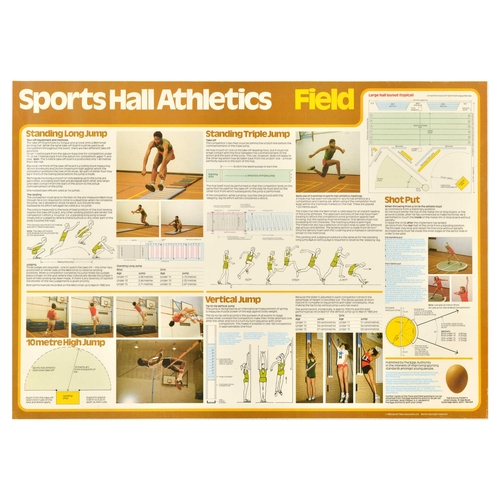 45 - Sport Poster Set Hall Athletics Field Wallchart. Set of 3 original vintage sport posters 1. Sports H... 