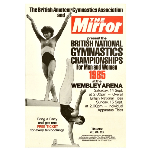 47 - Sport Poster Set British Gymnasts Ladies Gymnastics Championships. Set of 15 original vintage sport ... 