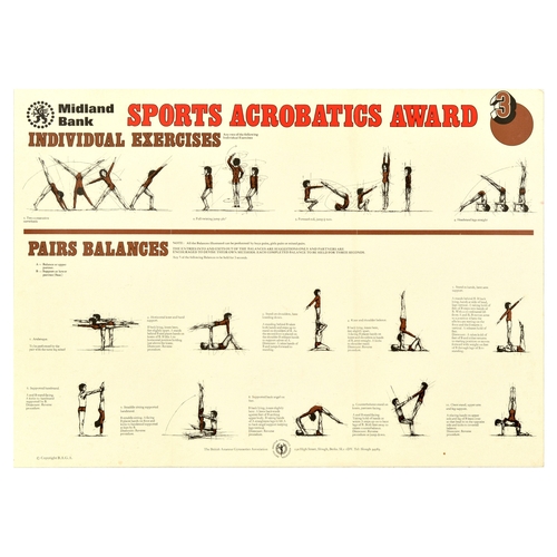 55 - Sport Poster Set Acrobatics Award Exercise Instructions. Set of three original vintage sports poster... 