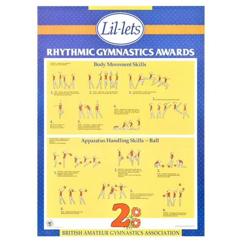 61 - Sport Poster Set Rhythmic Gymnastics Award Instructions. Set of 6 original vintage sports advertisin... 