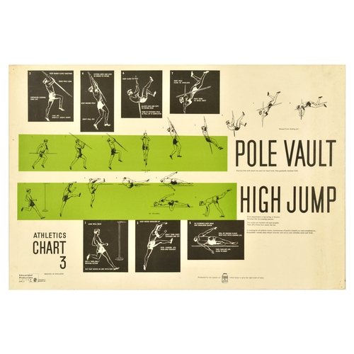 64 - Sport Poster Set Athletics Pictograms Hammer Running Pole Vault High Jump. Set of 6 original vintage... 