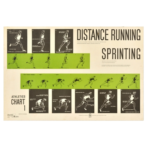 64 - Sport Poster Set Athletics Pictograms Hammer Running Pole Vault High Jump. Set of 6 original vintage... 