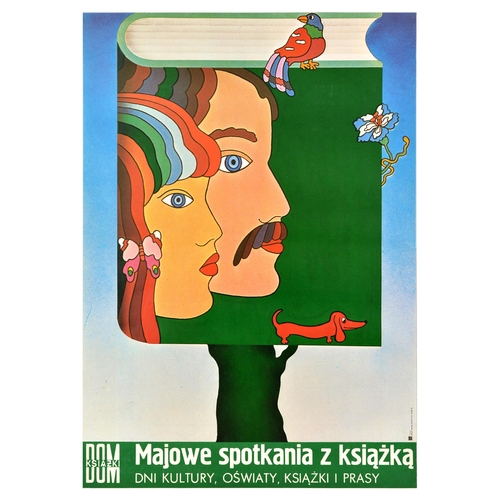 135 - Advertising Poster May Book Meetings Dom Ksiazki Poland. Original vintage advertising poster for Dom... 