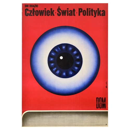 137 - Advertising Poster Man World Politics Dom Ksiazki Poland. Original vintage advertising poster for Do... 