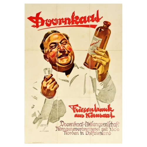 16 - Advertising Poster Doornkaat Maize Schnapps Hohlwein. Original vintage advertising poster featuring ... 