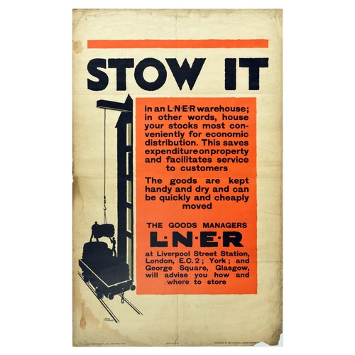 19 - Advertising Poster LNER Railway Frank Newbould Warehouse Storage. Original vintage advertising poste... 