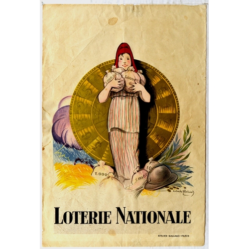 23 - Advertising Poster Loterie National Fortune Wheel. Original vintage advertising poster for the Frenc... 