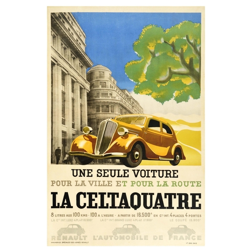 33 - Advertising Poster Renault Universal City Road Car. Original vintage Art Deco style car advertising ... 