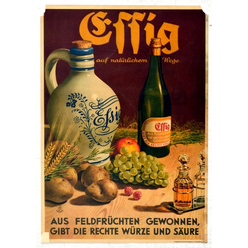 39 - Advertising Poster Organic Natural Vinegar German Effig. Original vintage advertising poster for Vin... 