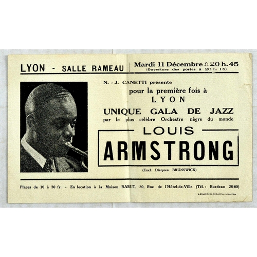 42 - Advertising Poster Louis Armstrong Jazz Gala France Lyon. Extremely rare original vintage music post... 