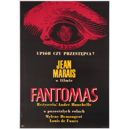 Movie Poster Poland Fantomas France Comedy Action Louis de Funes. Original vintage Polish Movie Poster for the French film Fantomas. Directed by Andre Hunebelle. Starring Jean Marais, Mylene Demongeot, Louis de Funes. Country: Poland. Year: 1967. Artist: Rapnicki. Size (cm): 82x57.5. Very good condition, minor tear in bottom margin.