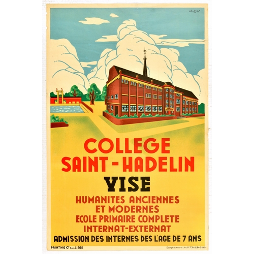 54 - Advertising Poster College Saint Hadelin Humanities. Original vintage poster advertising the courses... 