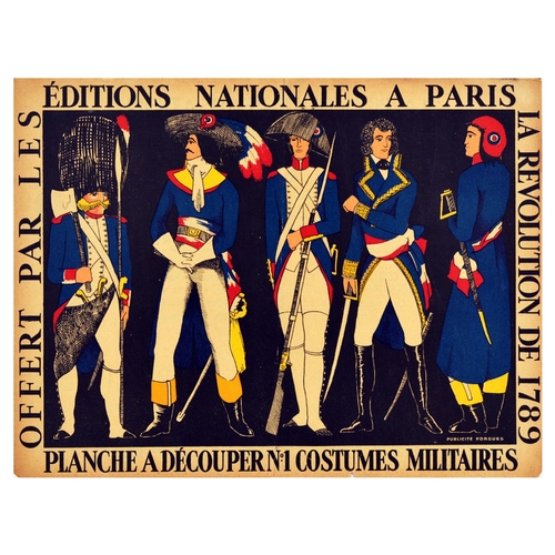 58 - Advertising Poster French Revolution Set Military Civilian Costumes. Set of 2 original vintage doubl... 