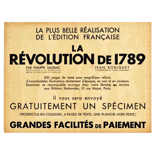 58 - Advertising Poster French Revolution Set Military Civilian Costumes. Set of 2 original vintage doubl... 