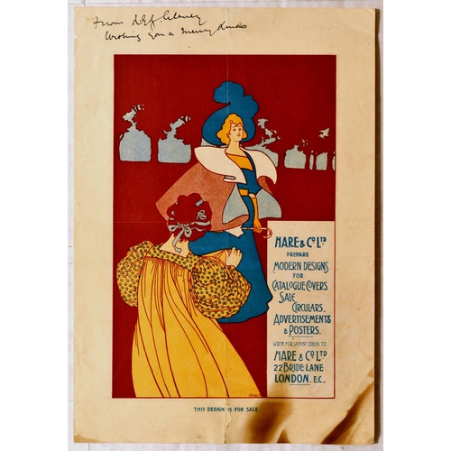 6 - Advertising Poster Hare Design Studio Belle Epoque. Original vintage advertising poster issued by Ha... 