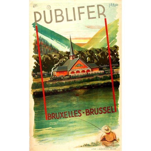 66 - Advertising Poster Publifer Bruxelles Brussel. Original vintage railway advertising poster for Publi... 