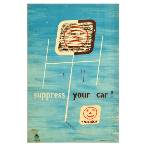 71 - Advertising Poster Suppress Your Car Radio Signal GPO Midcentury Modern. Original vintage GPO Genera... 