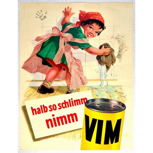 83 - Advertising Poster Vim Scouring Cleaning Polishing. Original vintage advertising poster for Vim - sc... 