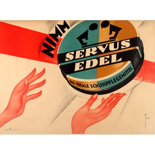 13 - Advertising Poster Servus Edel Shoe Care Art Deco. Original vintage advertising poster for a German ... 