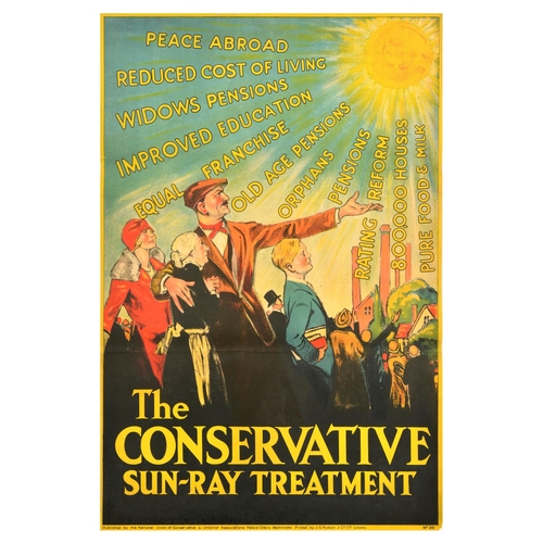 12 - British Elections Poster Conservative Party Sun Ray Treatment UK . Original vintage political propag... 