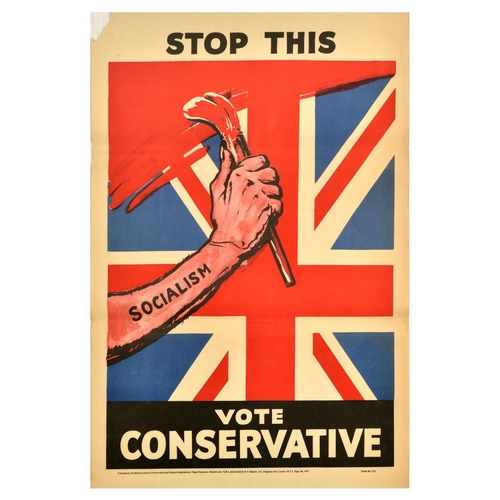 2 - British Elections Poster Stop This Vote Conservative Party Socialism. Original vintage political pro... 