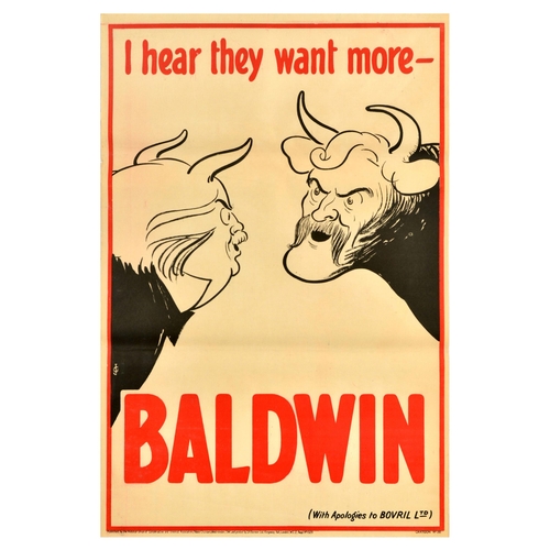 21 - British Elections Poster Stanley Baldwin Bovril British  Conservative Party. Original vintage politi... 