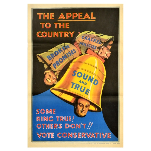 4 - British Elections Poster Sound And True Vote Conservative Party. Original vintage political propagan... 