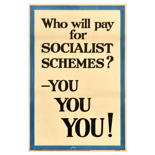 60 - British Elections Poster Socialist Schemes Conservative Party UK . Original vintage political propag... 