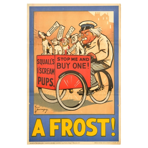 8 - British Elections Poster A Frost Pups David Lloyd George UK . Original vintage political propaganda ... 