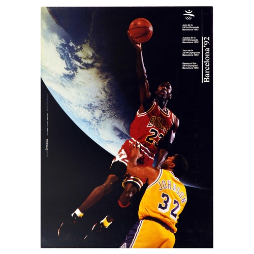 324 - Sport Poster Barcelona Olympics 1992 Basketball Chicago Bulls Michael Jordan. Original vintage sport... 