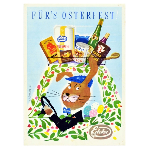 70 - Advertising Poster Set Edeka Group Supermarket Germany Family Shopping Easter. Set of 3 original vin... 