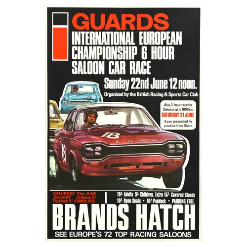 291 - Sport Poster Set Car Racing European Championship Brands Hatch. Set of 2 original vintage motorsport... 