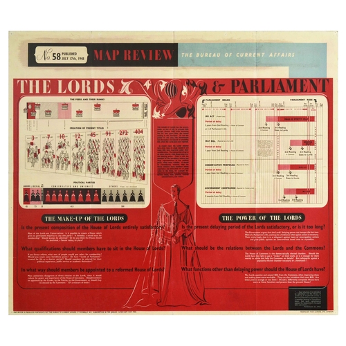 335 - Propaganda Poster Map Review 58 House of Lords Parliament. Original vintage propaganda poster Map Re... 