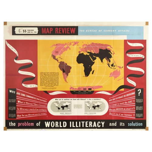 Propaganda Poster Map Review 55 Illiteracy UNESCO Reading Writing ...